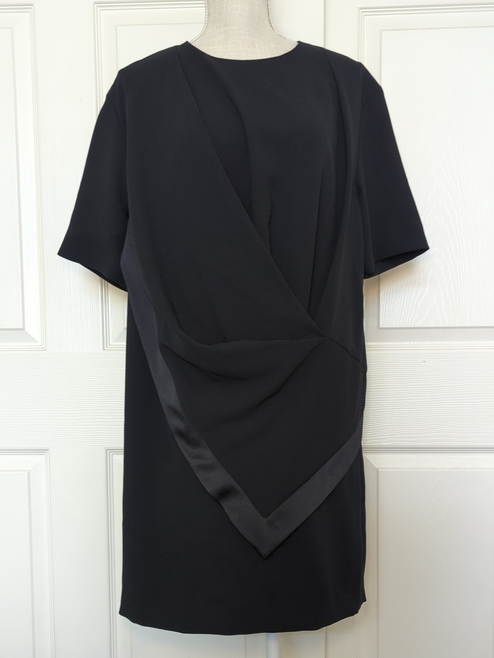 Kenzo Paris Black Short-Sleeve Draped Mini Dress